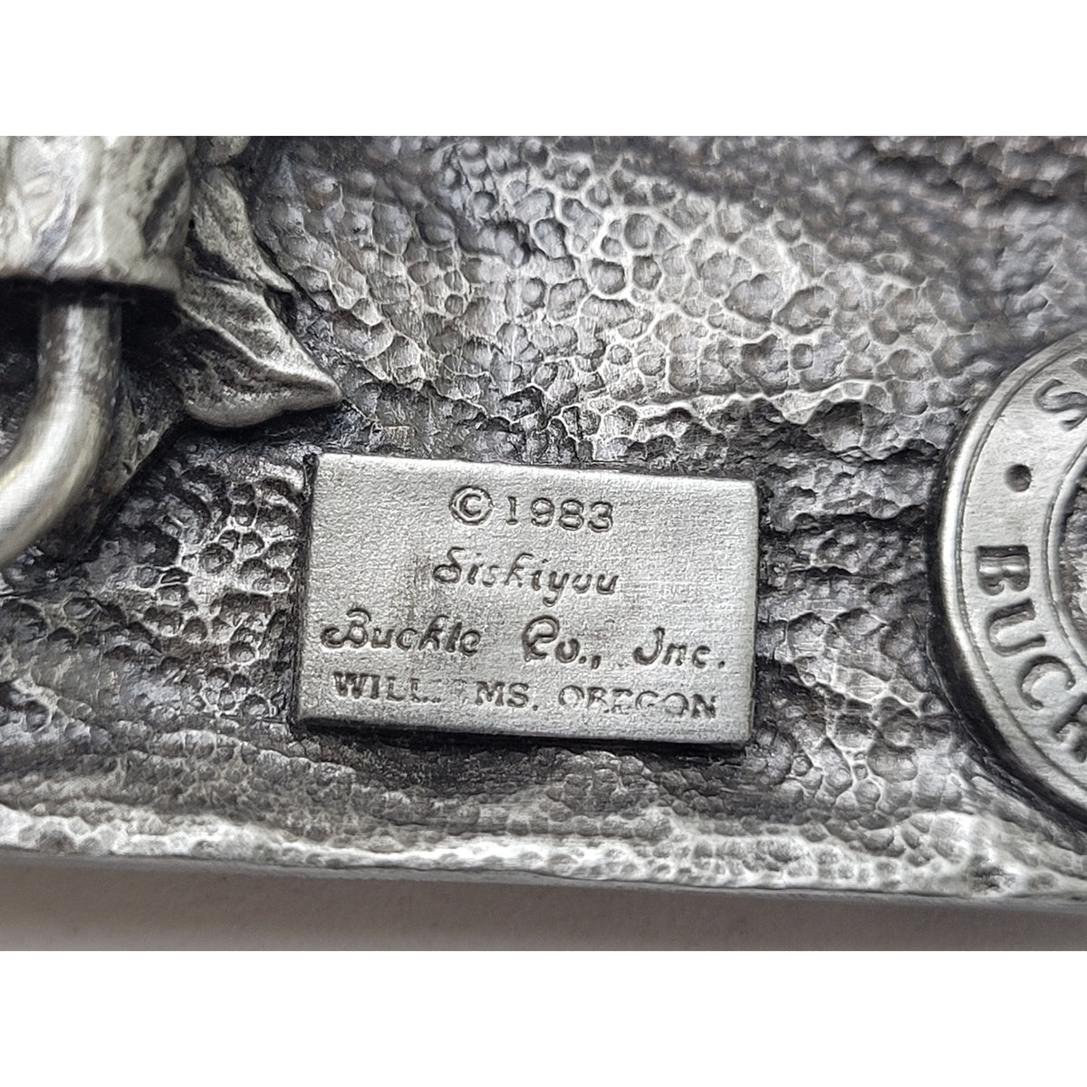 VTG 1983 Siskiyou Buckle Co. Inc. Fishing Pewter Belt Buckle