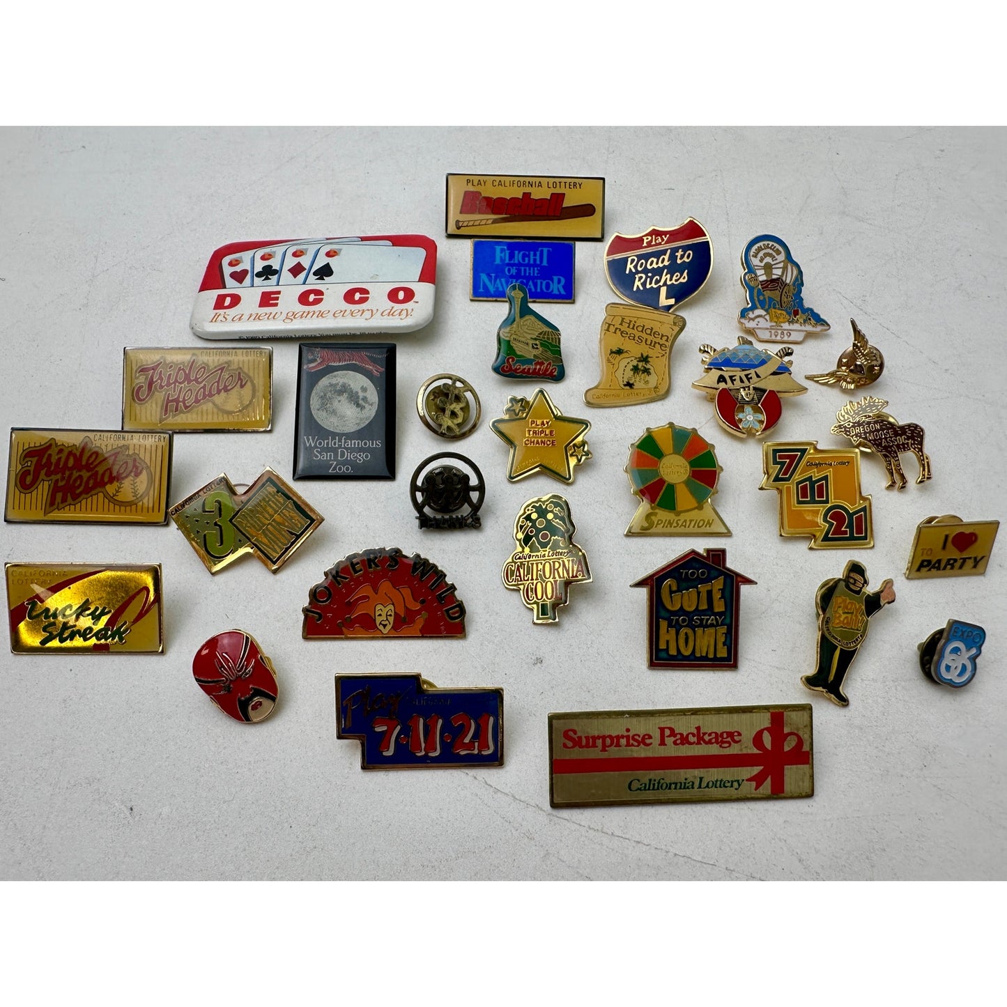 Lot of Vintage California Lottery Lapel Pins
