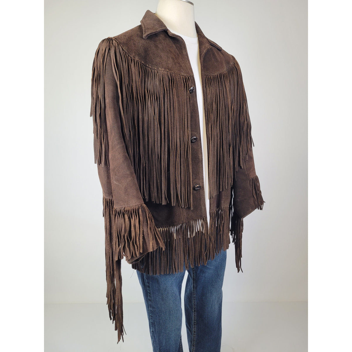 1970s Pioneer Wear Western Suede Long Fringe Jacket Men's Sz 38 (M)