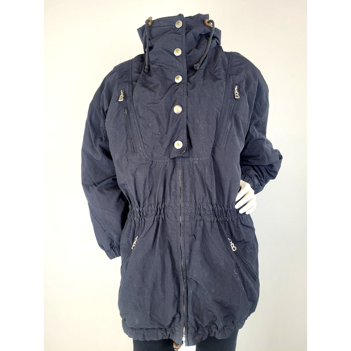 Vintage Bogner Black Ski Parka Coat w Southwestern Embroidery Women's Sz 8 (M)