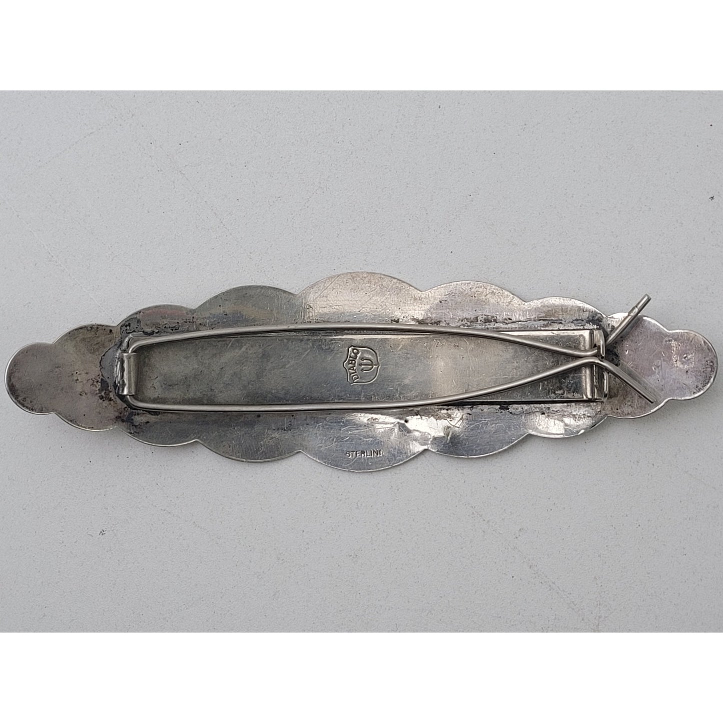 Vintage Diablo Sterling Silver Southwest Floral Tooled 5" Hair Barrette