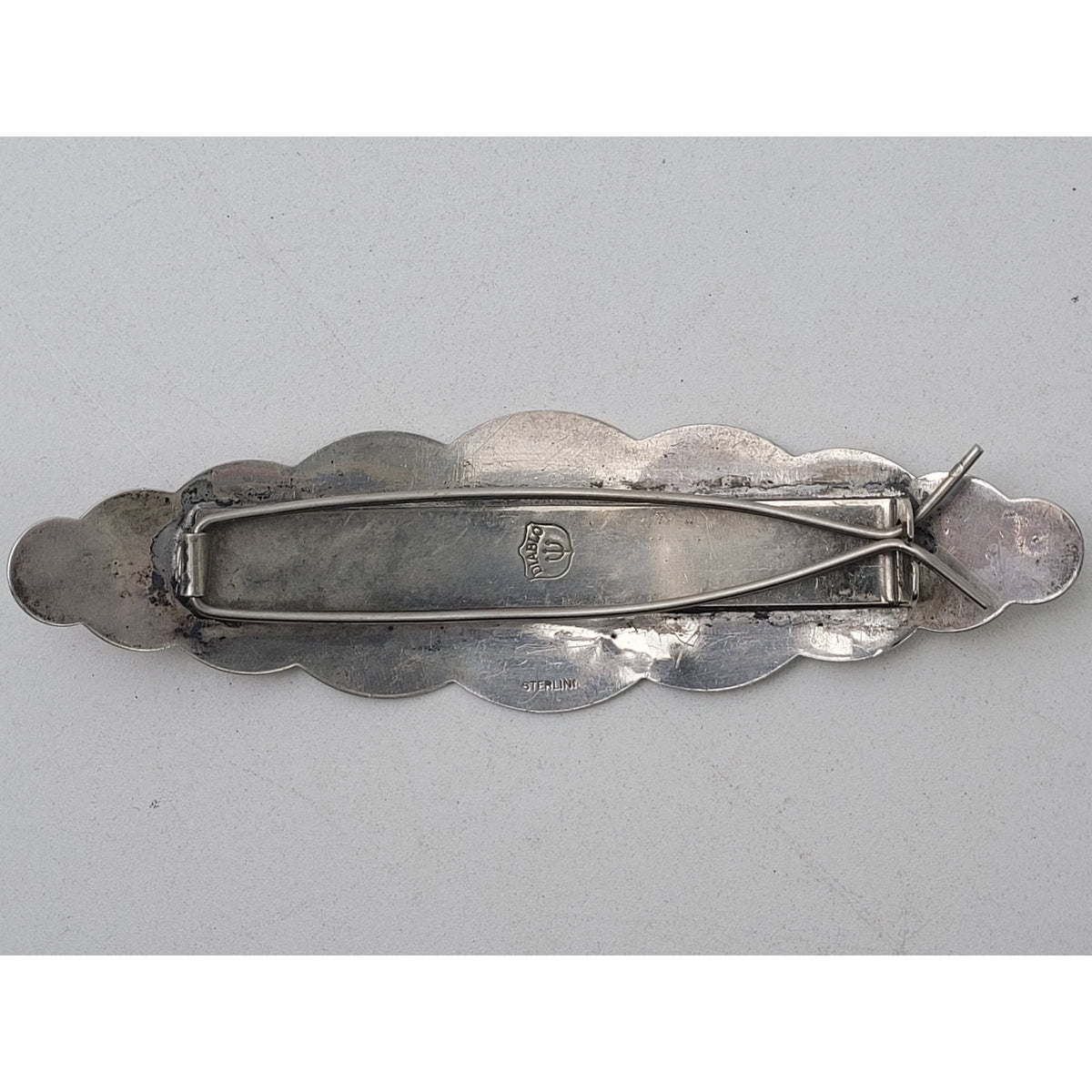 Vintage Diablo Sterling Silver Southwest Floral Tooled 5" Hair Barrette