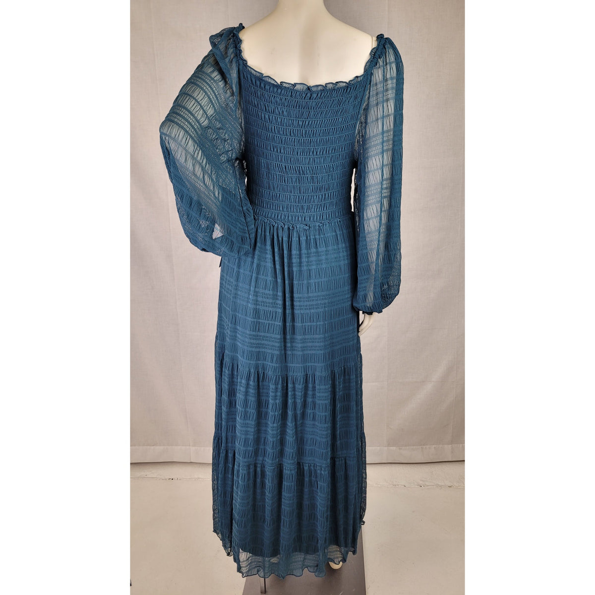 Max Studio Square Neck Smocked Maxi Dress in Marine Sz M MSRP $178