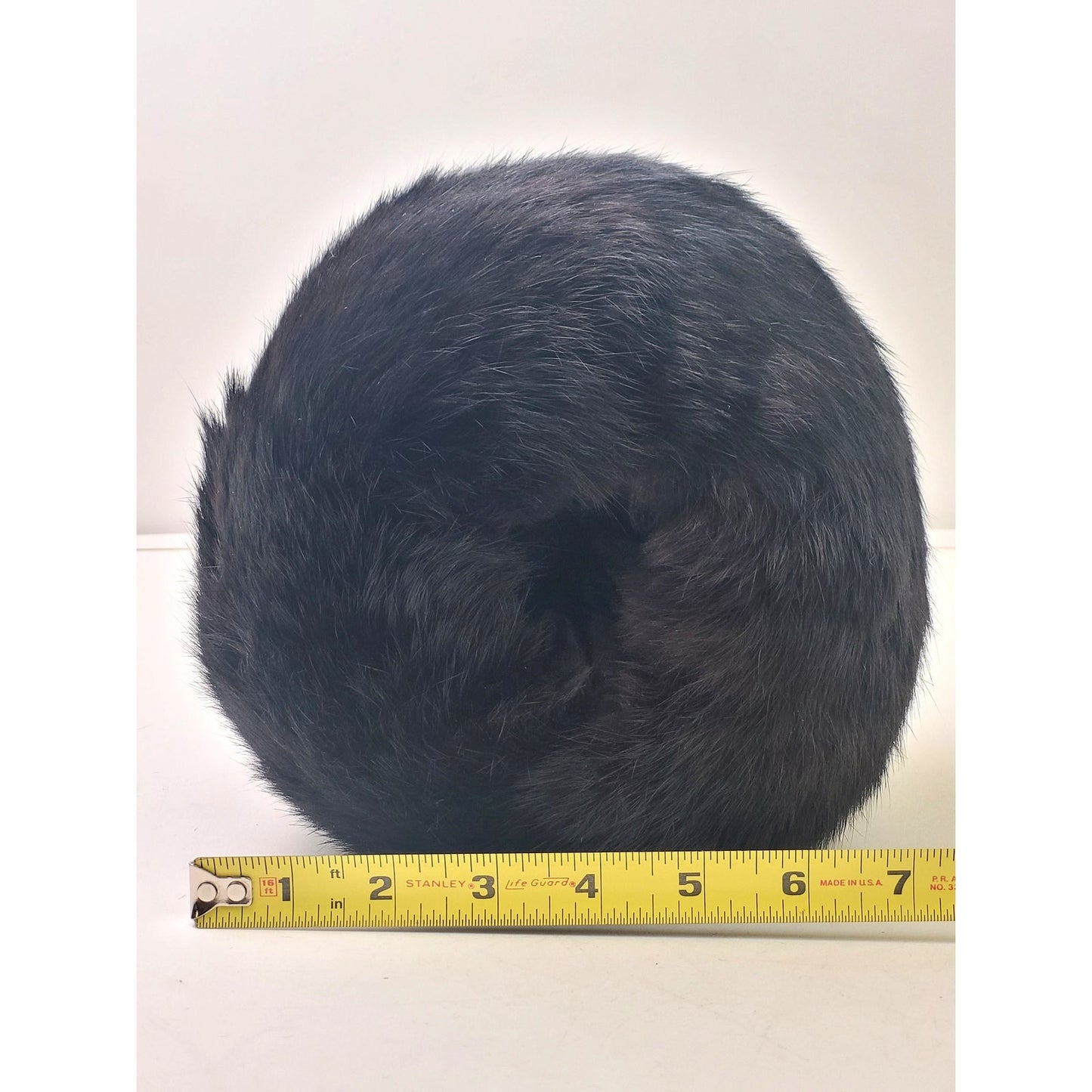 Vintage Black Fur Muff Handwarmer Lined w Wrist Strap