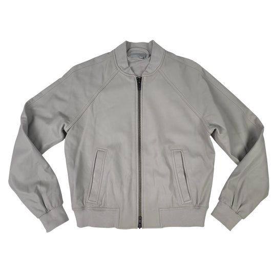 Vince Leather Bomber Jacket/Flight Jacket Light Grey Men's Sz XS