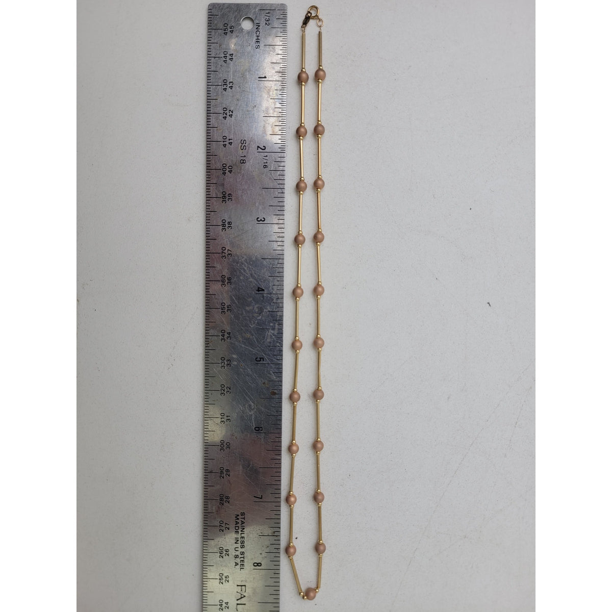 VTG 14K Yellow Gold Michael Anthony Jewelers Bar-and-Bead Chain Necklace in Box
