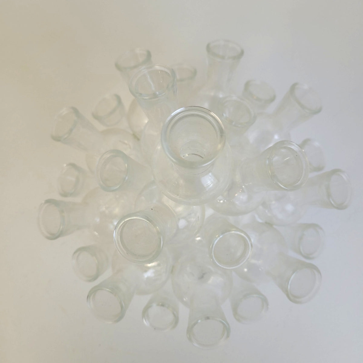 Vintage MCM Bud Vase Cluster 2-Piece Clear Glass 25 Mini Vases