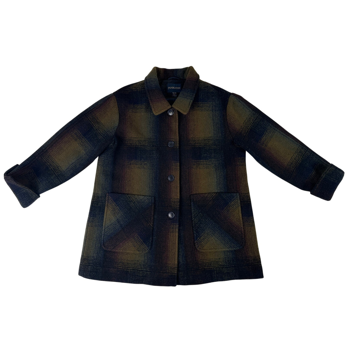 Pendleton Exploded Rainbow Plaid Wool Blend Topper Jacket Coat Women's Sz XXL