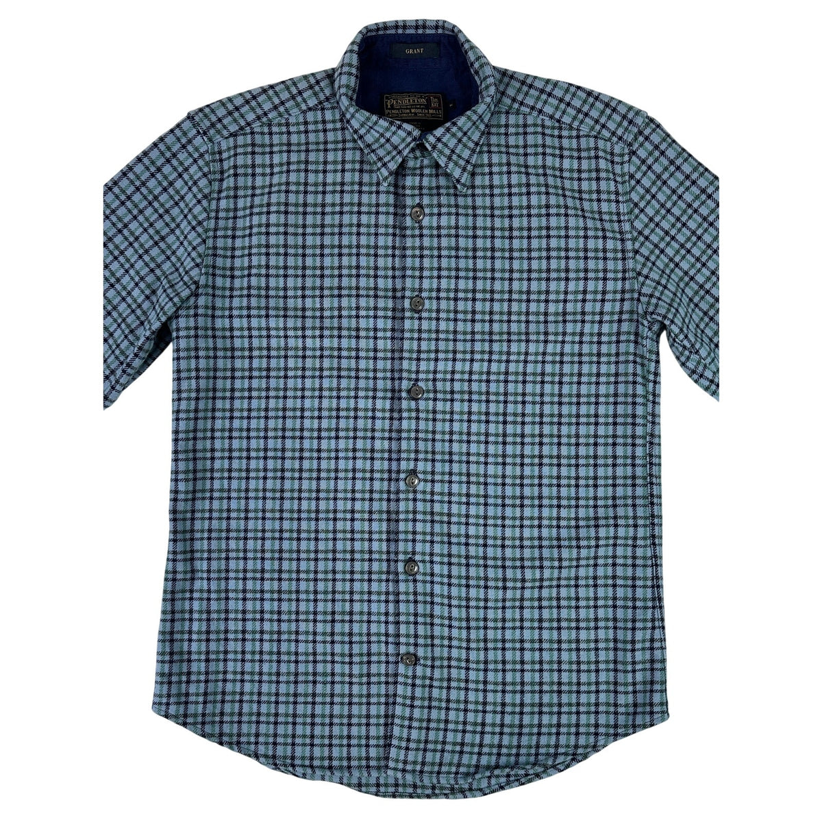 Pendleton Blue Plaid Long Sleeve Wool Shirt Cotton Lined Collar Men's Sz M