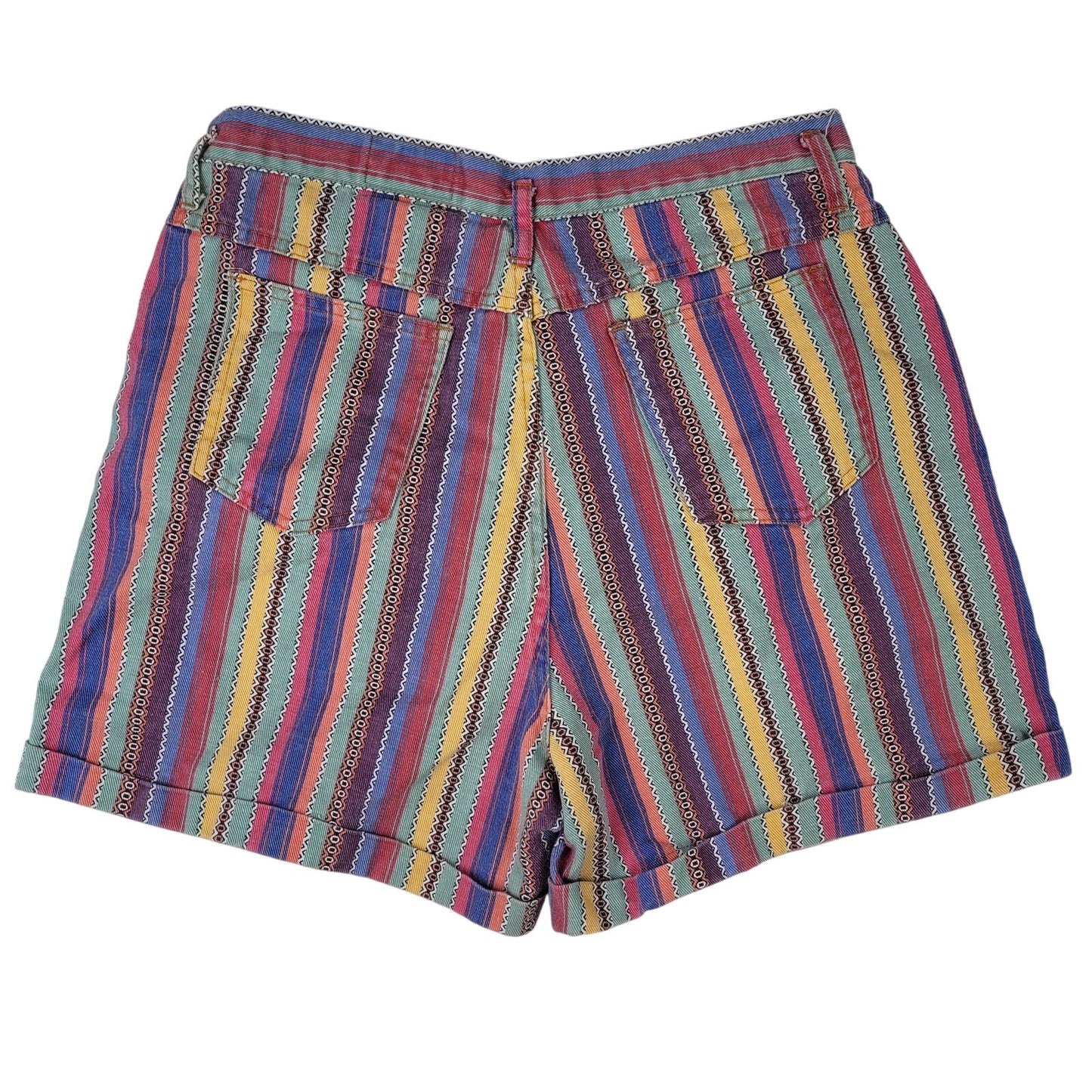 VTG 1980s-90s Forenza Multicolor Striped High-Rise Mom Shorts 33" Waist