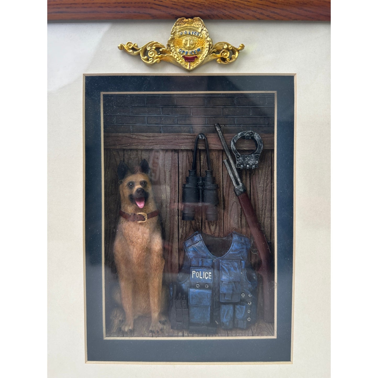 Vintage Vanmark "Blue Hats of Bravery" Police K9 Shadow Box Picture Frame