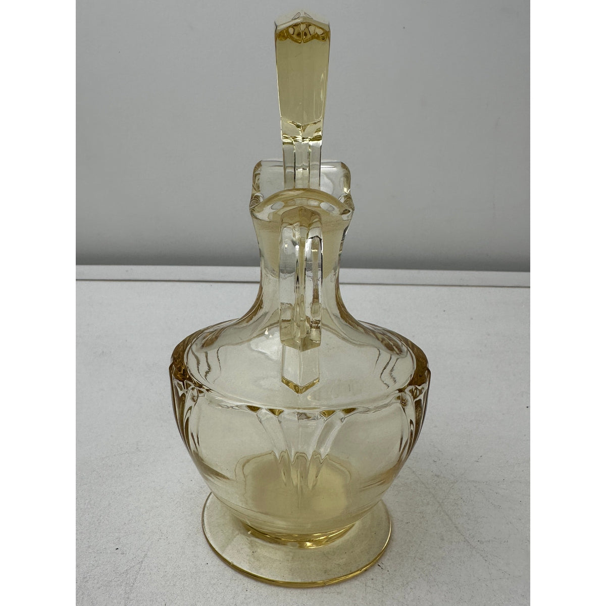Vintage Heisey Sahara Empress Yellow Glass Oil & Vinegar Cruet with Stopper