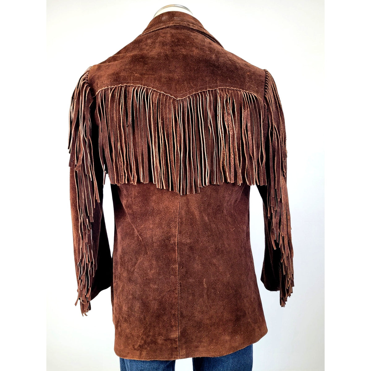 1970s Casa Mercado Fashions Brown Suede Fringe Jacket Western Wear Men's Sz L