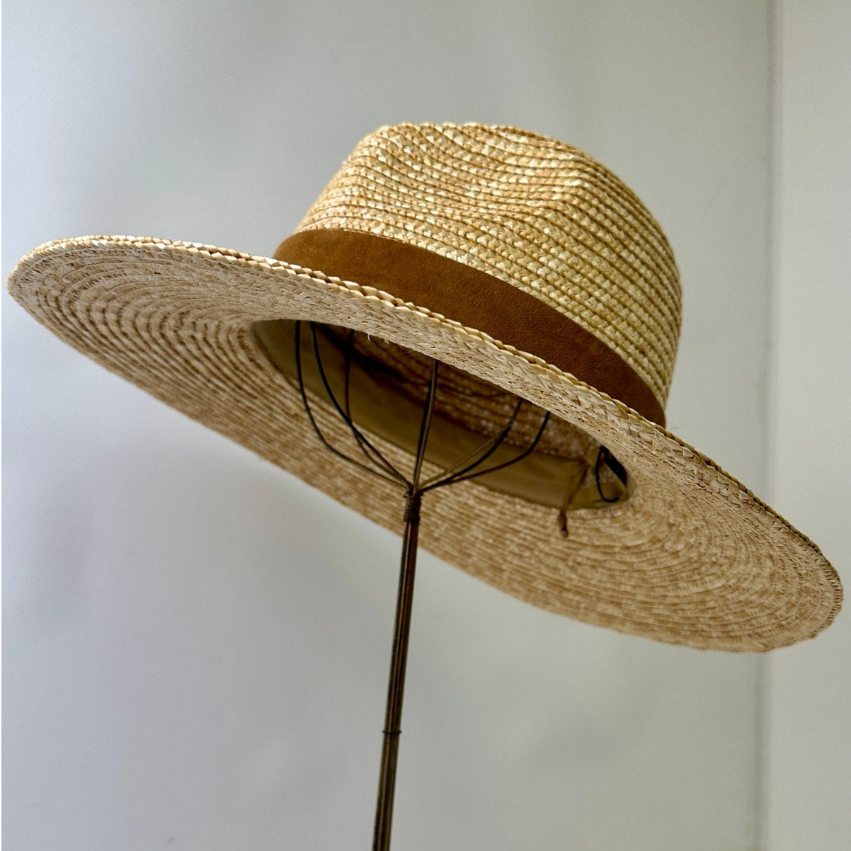 NEW Gigi Pip Isla Wide-Brim Straw Fedora Hat with Suede Band