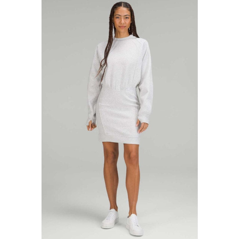 Lululemon Scuba Long Sleeve Dress Heathered Core Ultra Light Grey Women's Sz 4