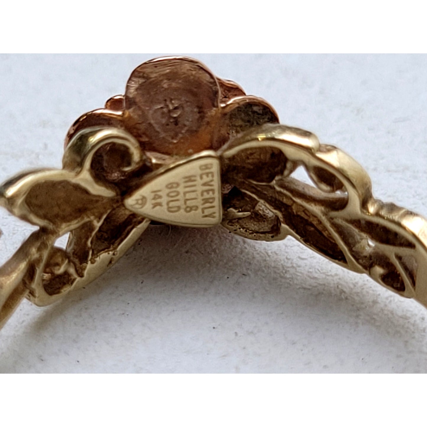 Vintage 14K Yellow & Rose Gold Beverly Hills Flower Ring Sz 8.25 | 2.87 grams