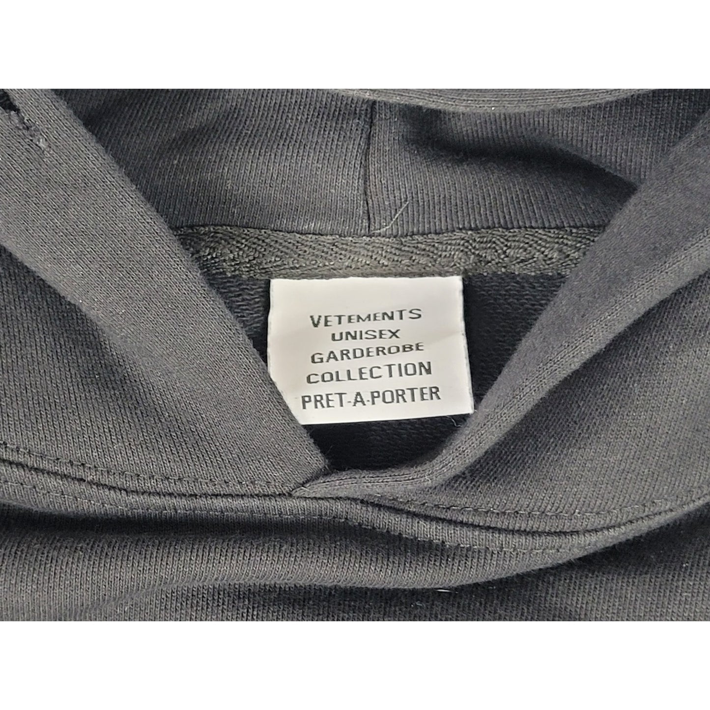 Vetements Unisex Garderobe Collection Logo Black Cotton Hoodie Sz S