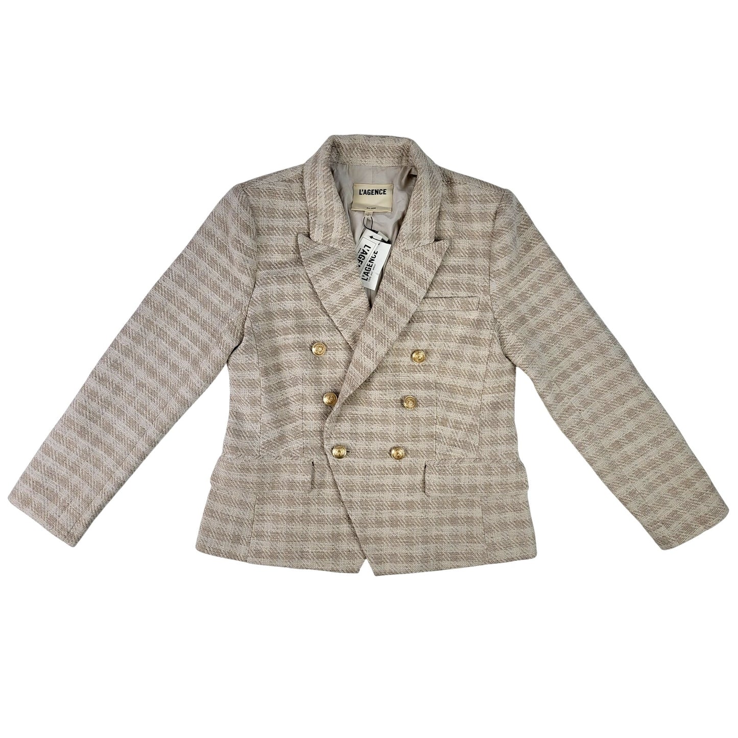 L'AGENCE Women's Kenzie Double-Breasted Plaid Blazer Women's Sz 10 NWT