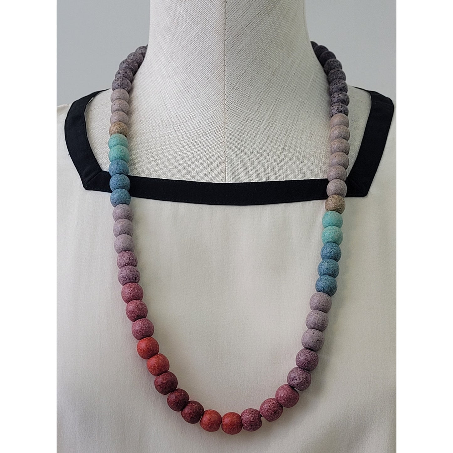 Athens Protasis Handmade Necklace w Ceramic or Clay Beads Ombre Design