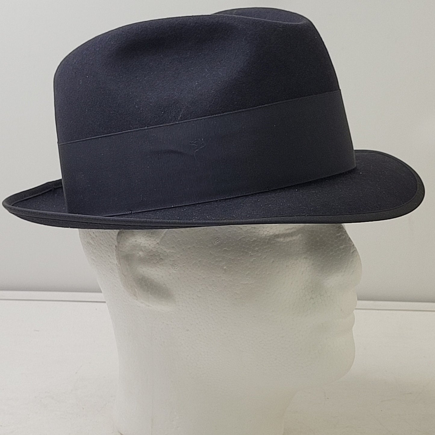 VTG 1950s Stetson "The Eagle" Royal de Luxe Black Fedora Hat Men's Sz 6 7/8