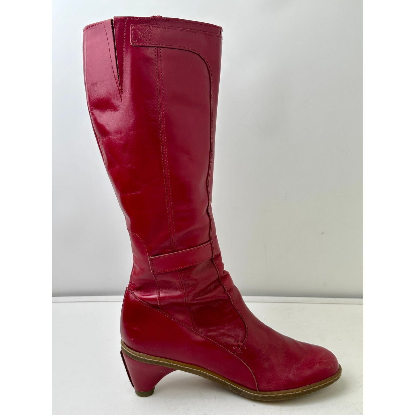 Vintage Dr. Martens Jenna Hi Red Leather Knee-High Boots Women's Sz 9