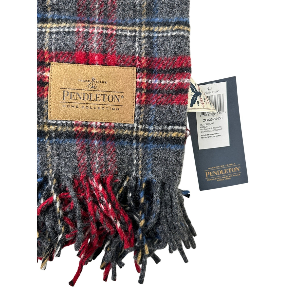 NWT Pendleton Charcoal Stewart 100% Wool Motor Robe Blanket Made in USA