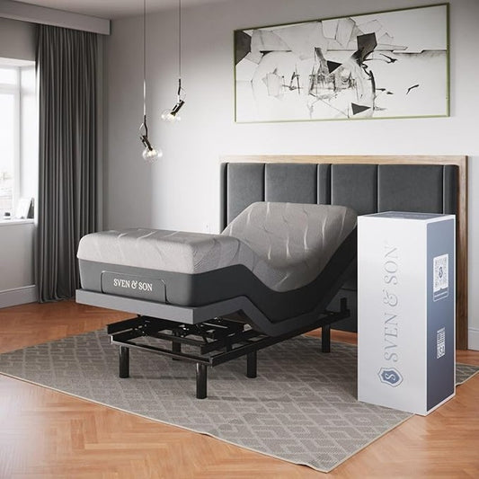 Sven & Son Classic Adjustable Bed Base, Head & Foot Lift, Smart Frame & Mattress