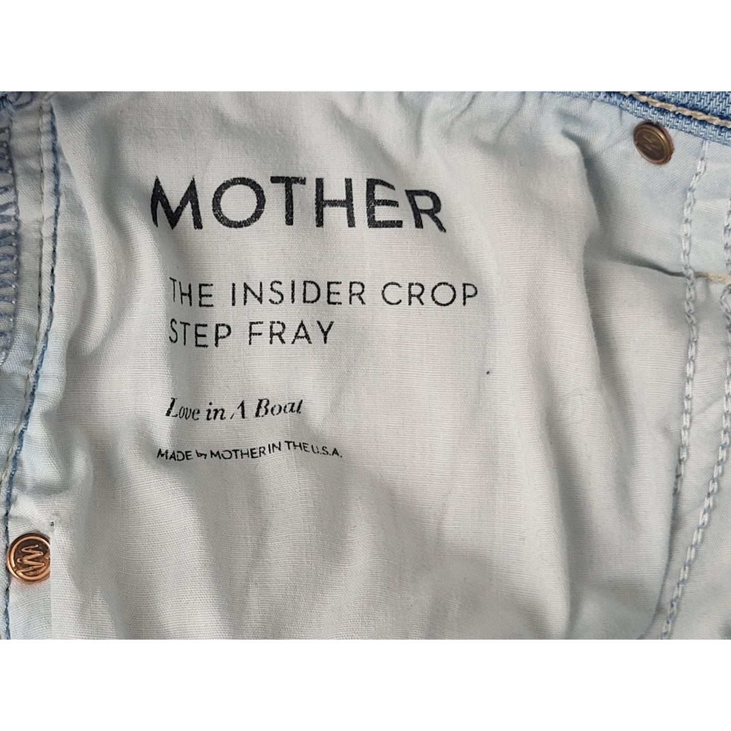 Mother The Insider Crop Step Fray Flare Jeans Medium Wash Distressed Sz 29