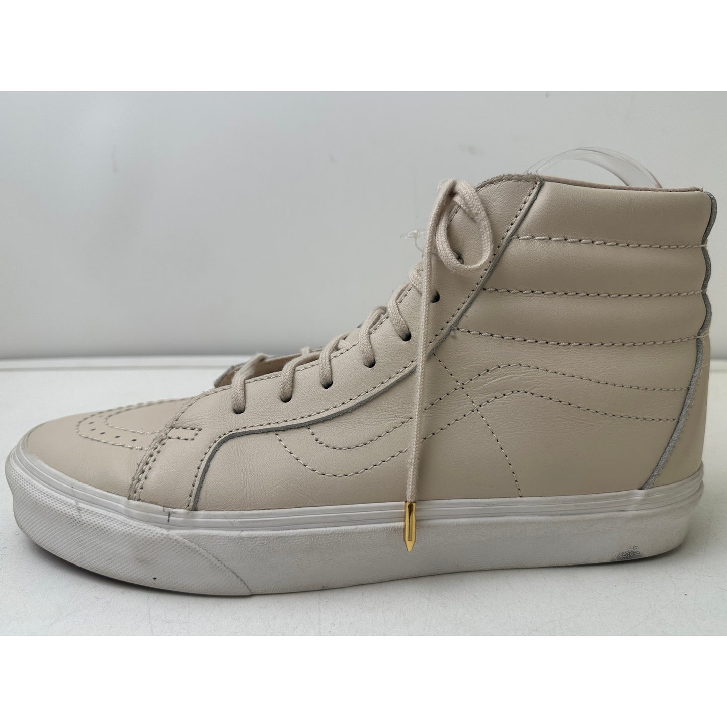 Vans Sk8-Hi Reissue DX Leather Beige Cream Skate Shoes Women's Sz 10