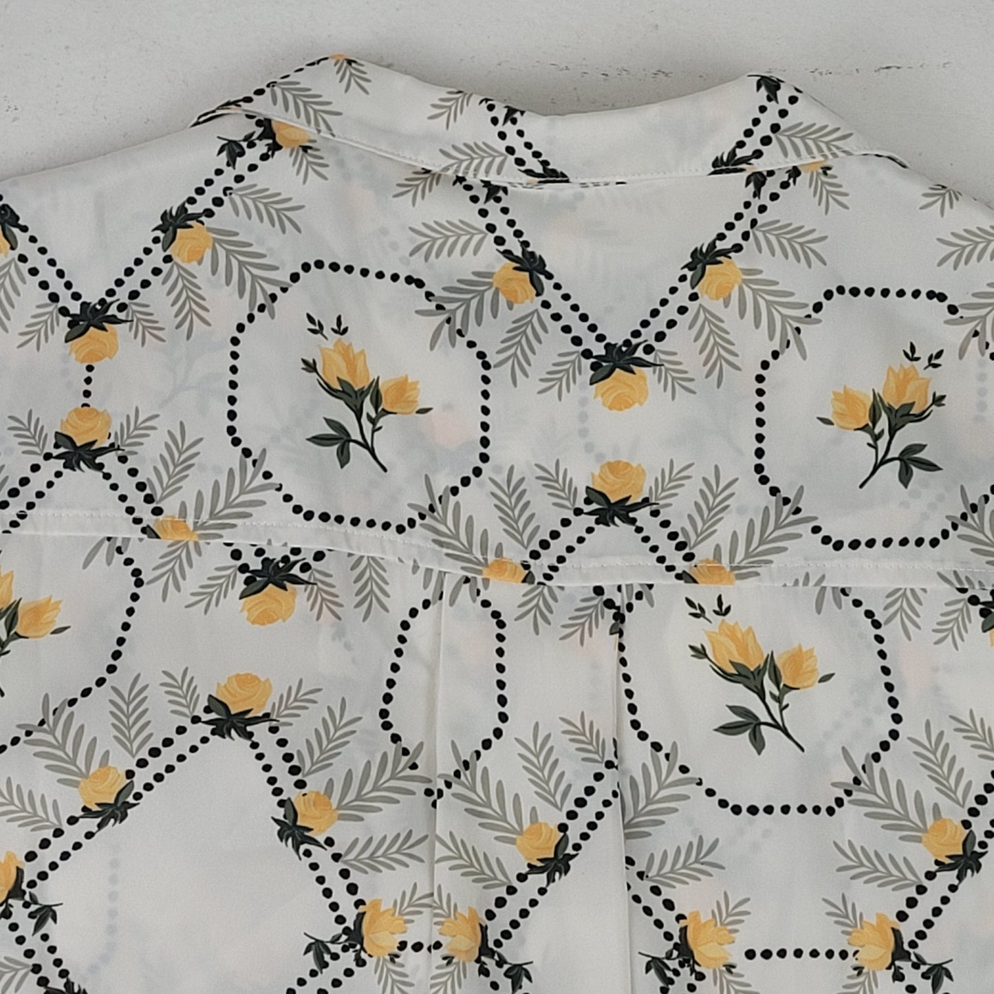 Anthropologie Brenna Short-Sleeved Button-Down Shirt Yellow Green White Sz XL