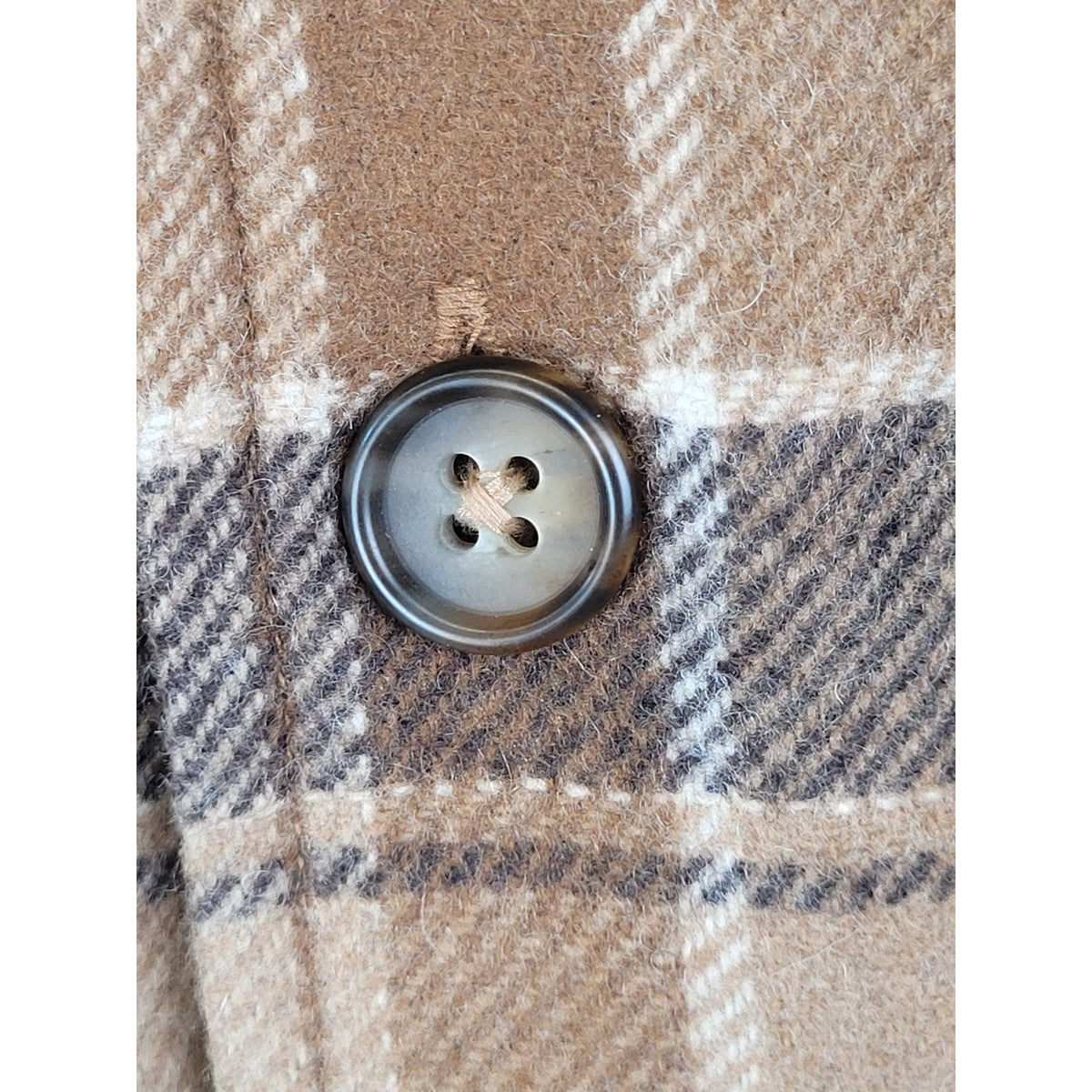 Polo Ralph Lauren Belted Wool-Blend Twill Shirt Brown Multi-Plaid Women's Sz 2