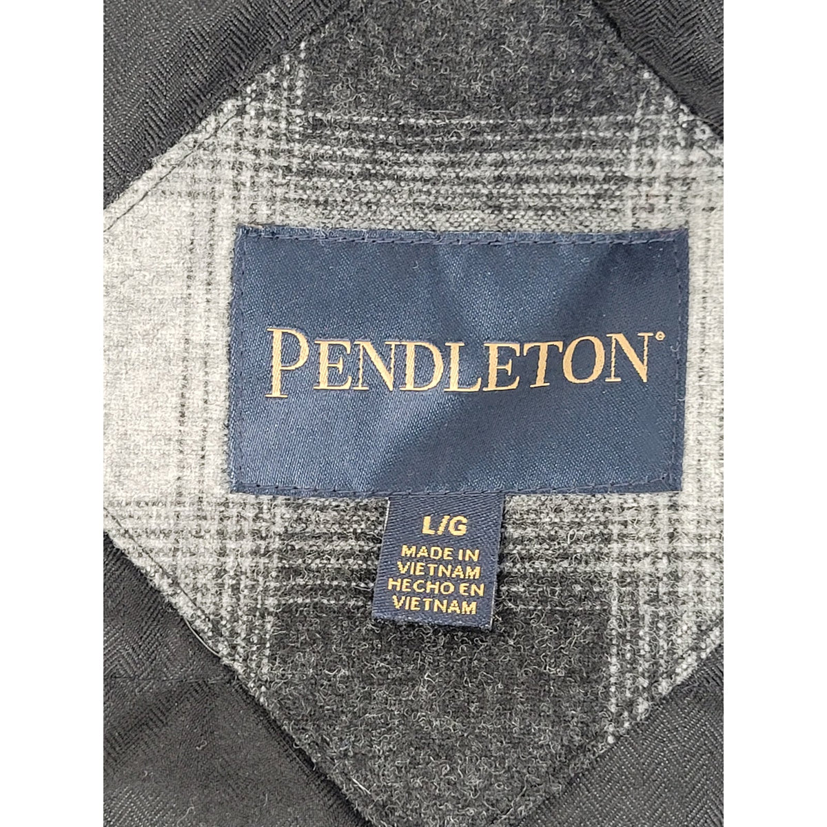 Pendleton Gray & Black Plaid Wool Blend Shirt Jacket Snap-Front Men's Sz L