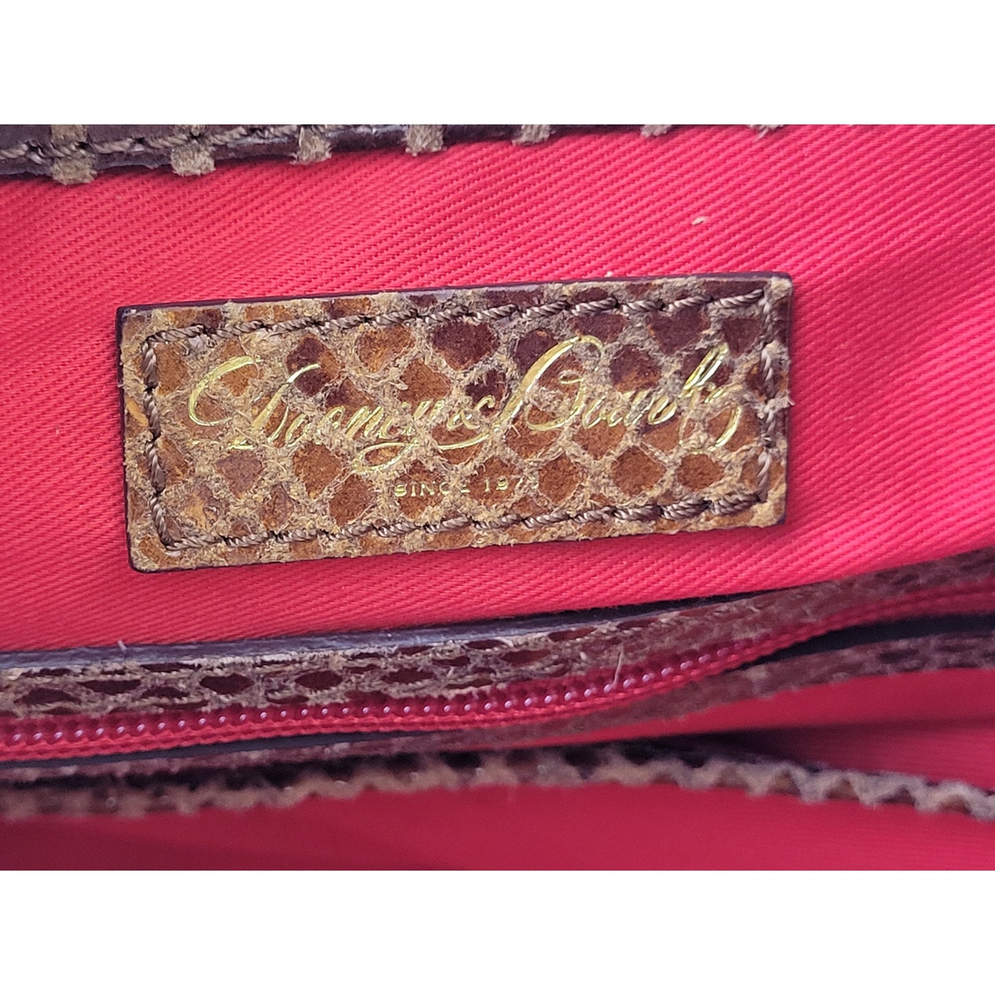 Dooney & Bourke Annalisa Lock Hobo Bag Brown Snake-print Leather EUC