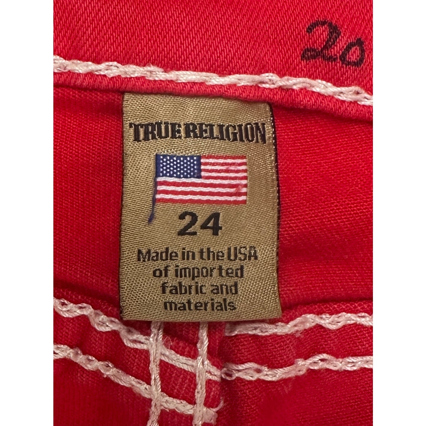 True Religion Red Casey Low Rise Super Skinny Jeans Women's Sz 24