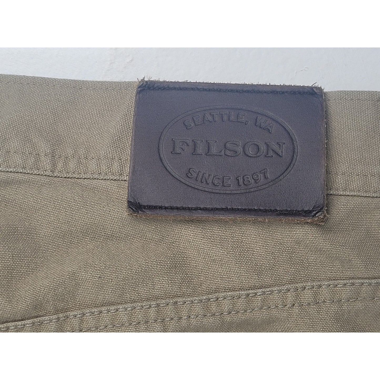 Filson Dry Tin Cloth 5-pocket Dark Tan Khaki Work Pants Men's Sz 36 X 34