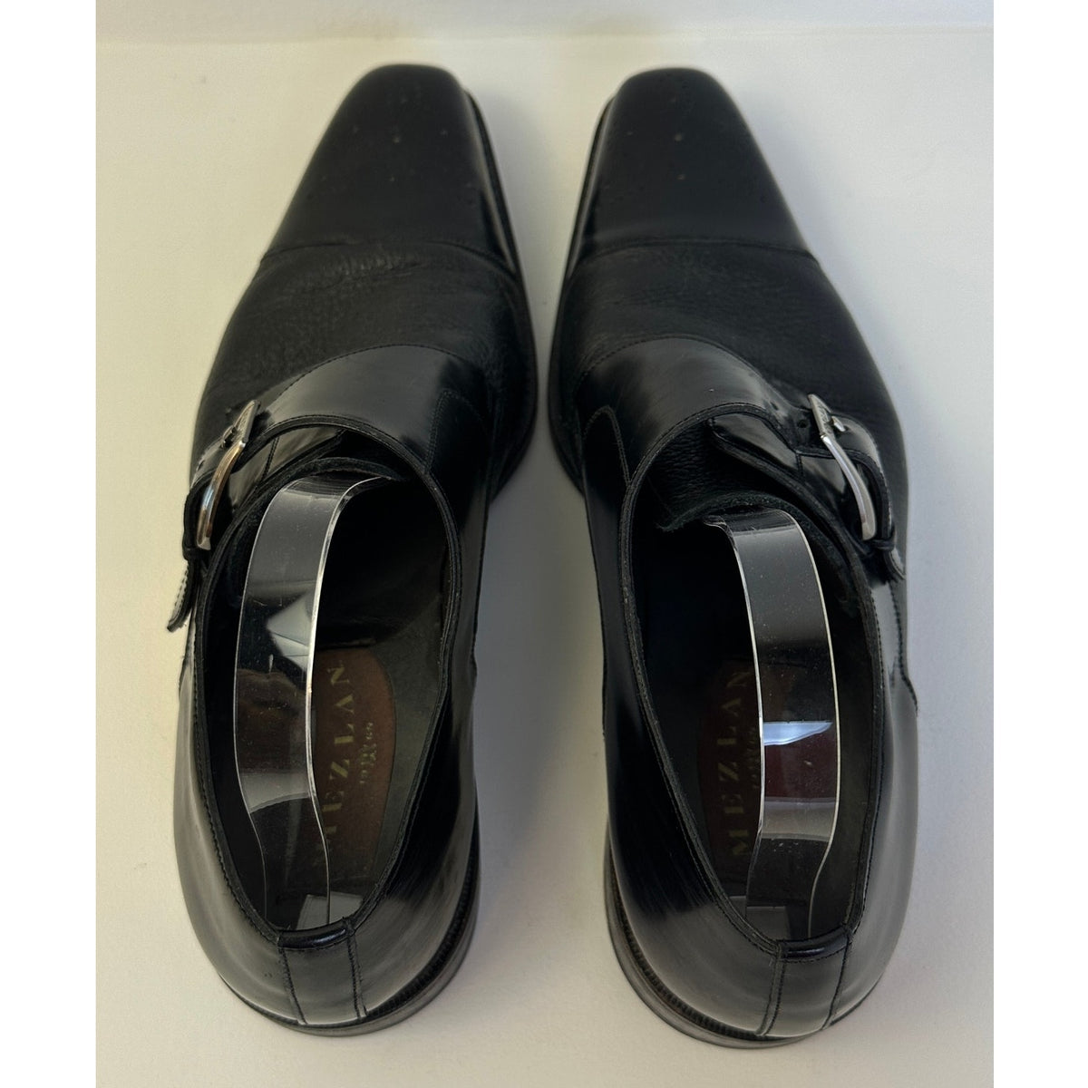 Mezlan Phoenix Black Leather Cap Toe Single Monk Strap Dress Shoes Men's Sz 10.5