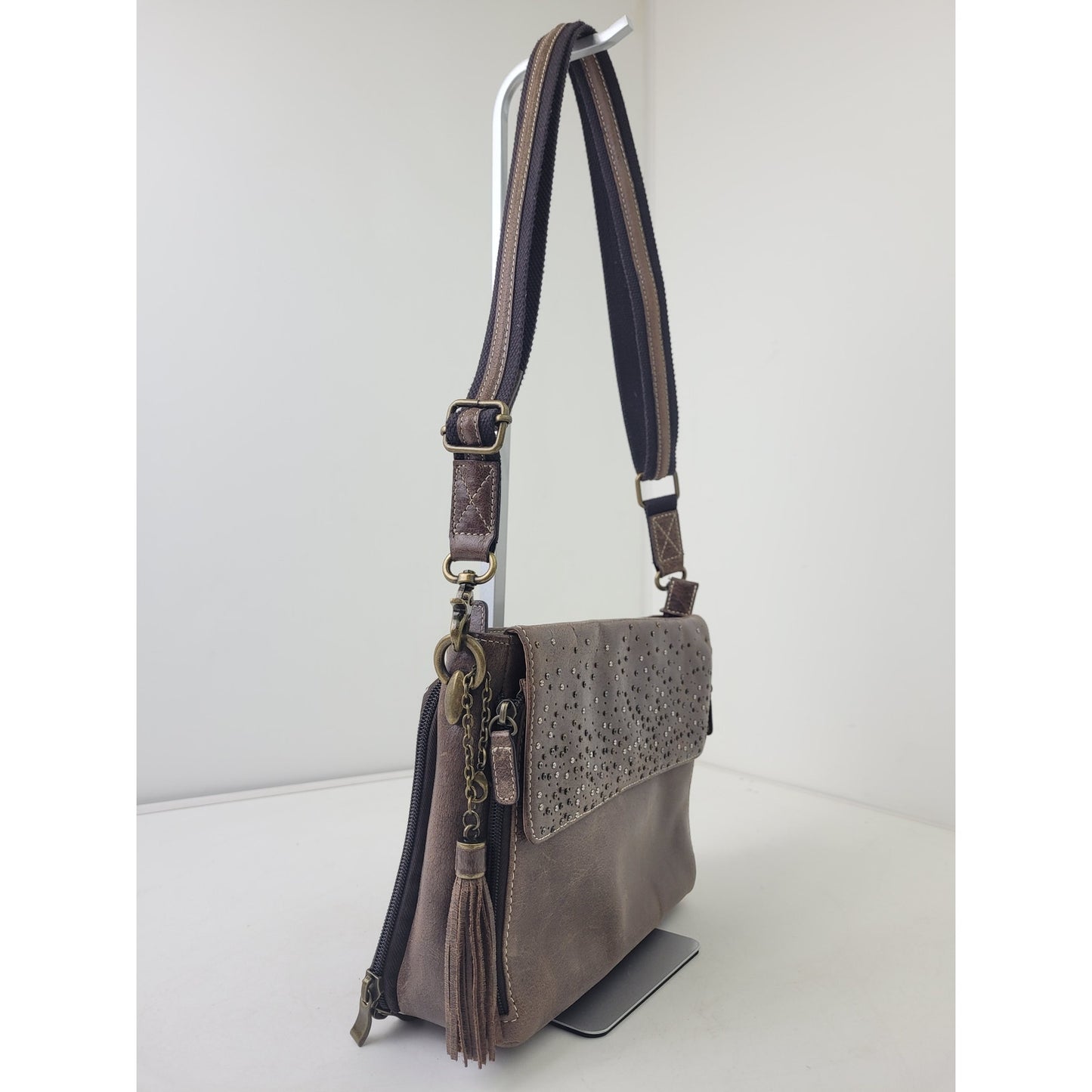 Gun Tote'n Mamas Buffalo Brown Leather Purse Adjustable Strap Made in USA