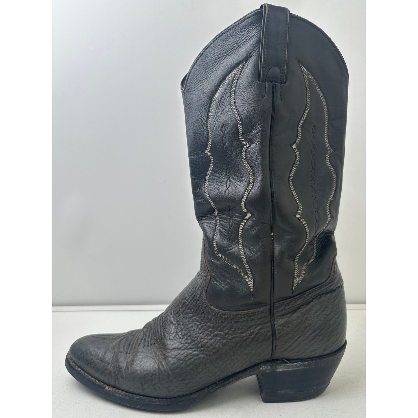 Vintage Abilene Exotic Dark Gray Sharkskin Western Cowboy Boots Men's Sz 9