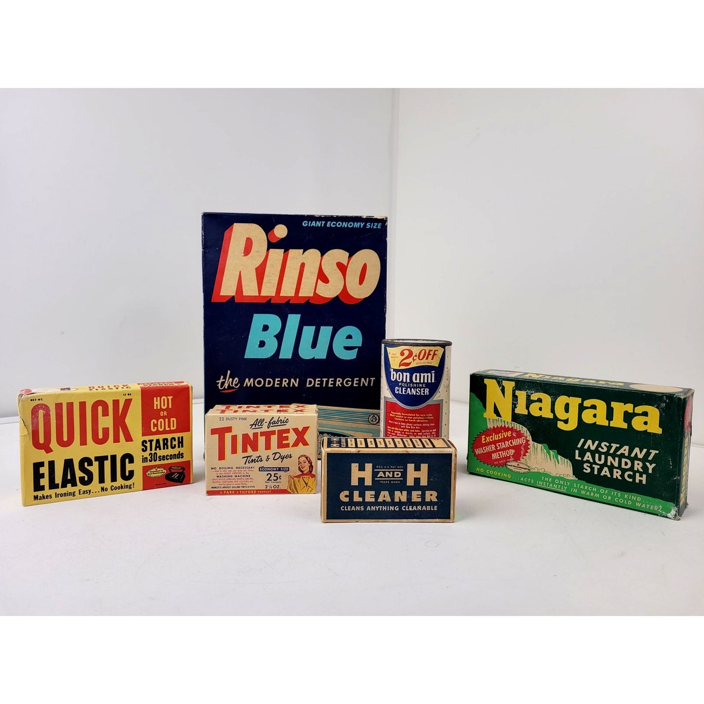 Vintage 1950s-60s Laundry Household Cleaning Supplies - Full Containers