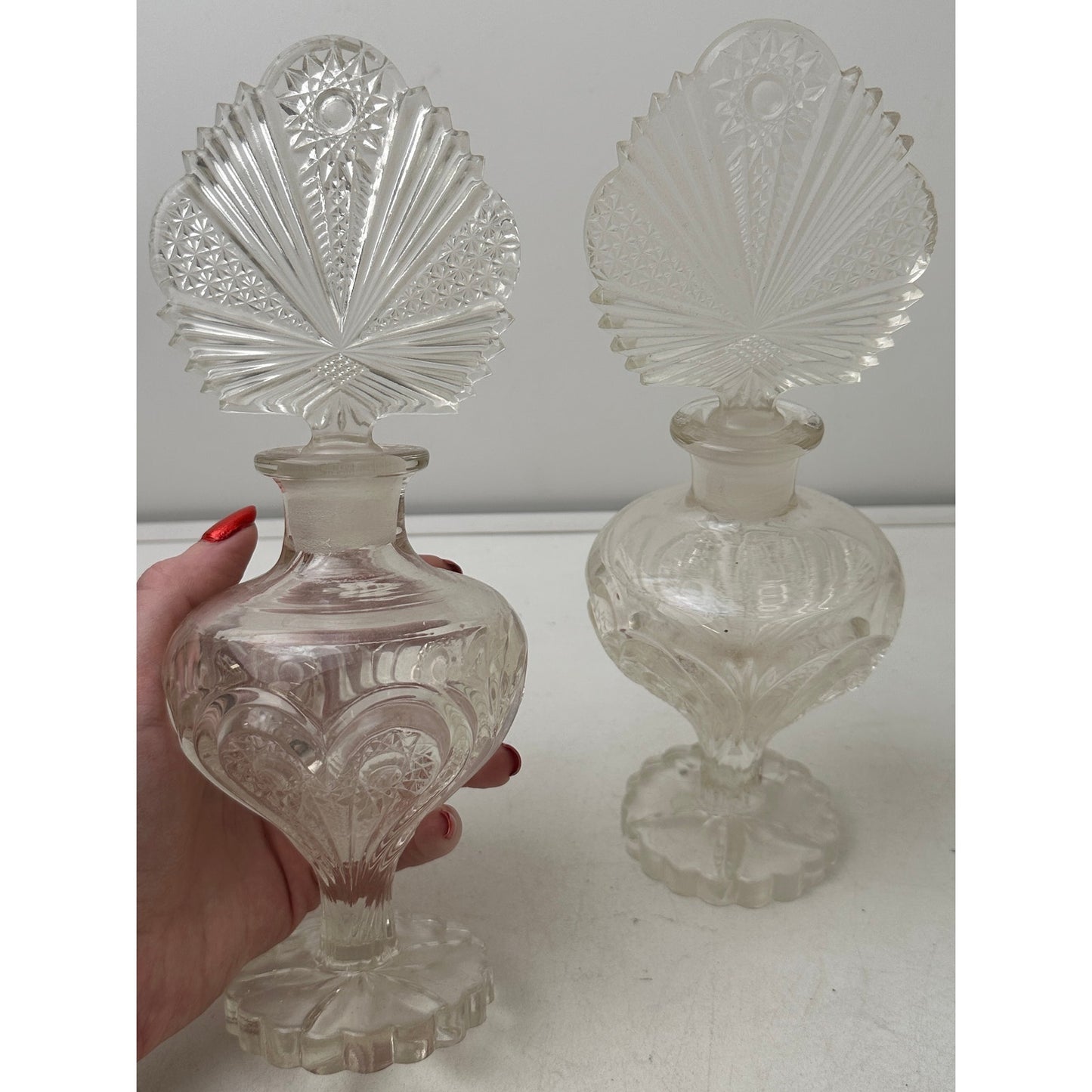 Pair of Vintage Imperial Glass Zippered Heart Cologne Bottles