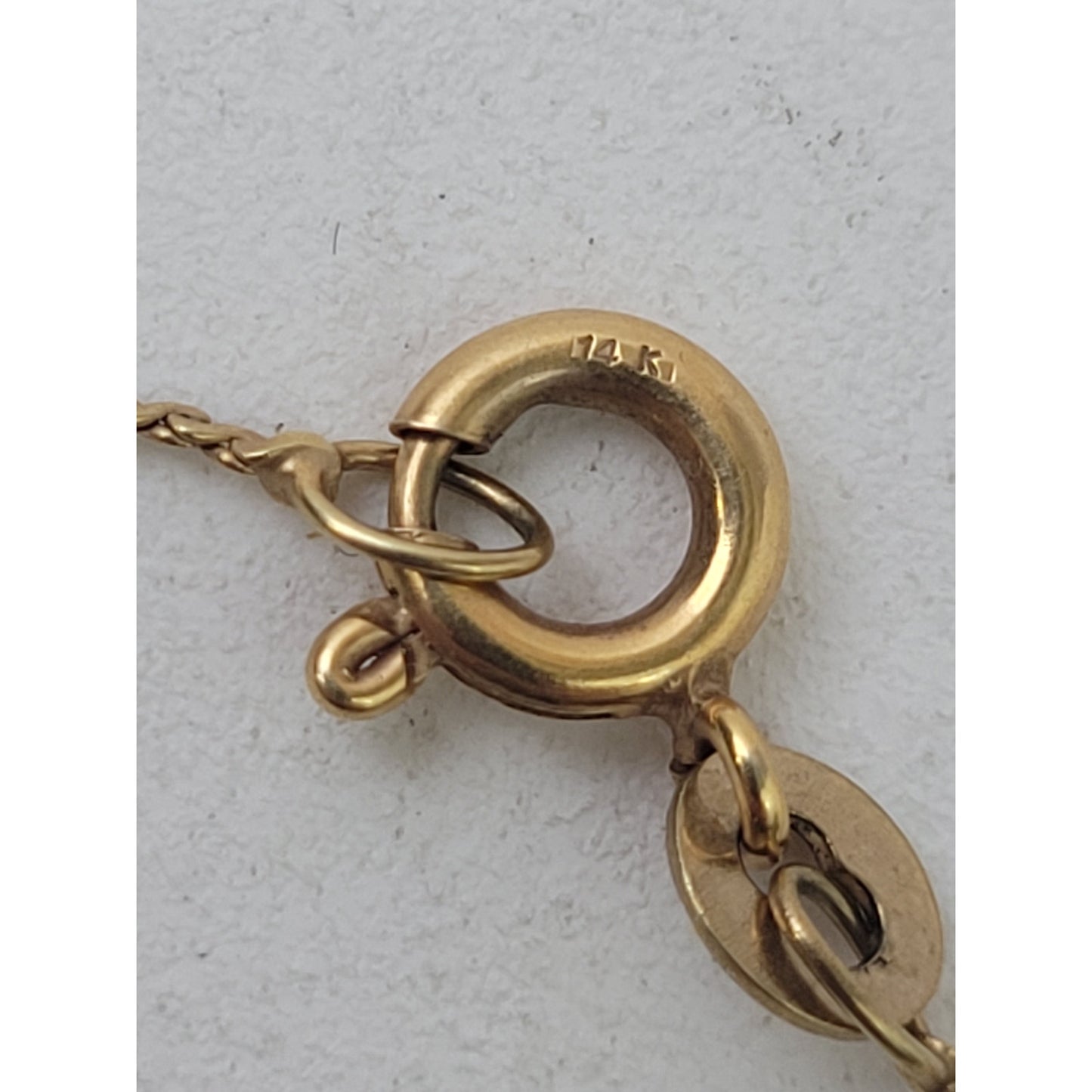 14K Yellow Gold Jade & Diamond Pendant on Flat Twisted Cable Chain Necklace