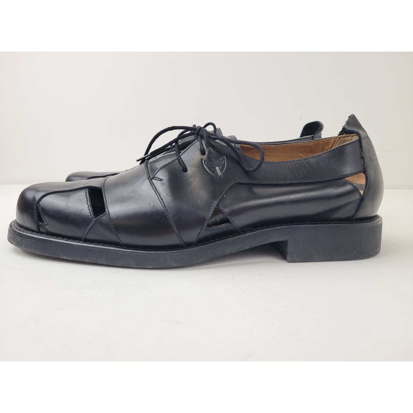 Toschi Luxury Black Leather Open Cutout Shoes Made in Italy Sz 9.5