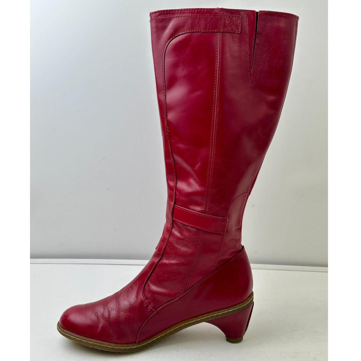 Vintage Dr. Martens Jenna Hi Red Leather Knee-High Boots Women's Sz 9