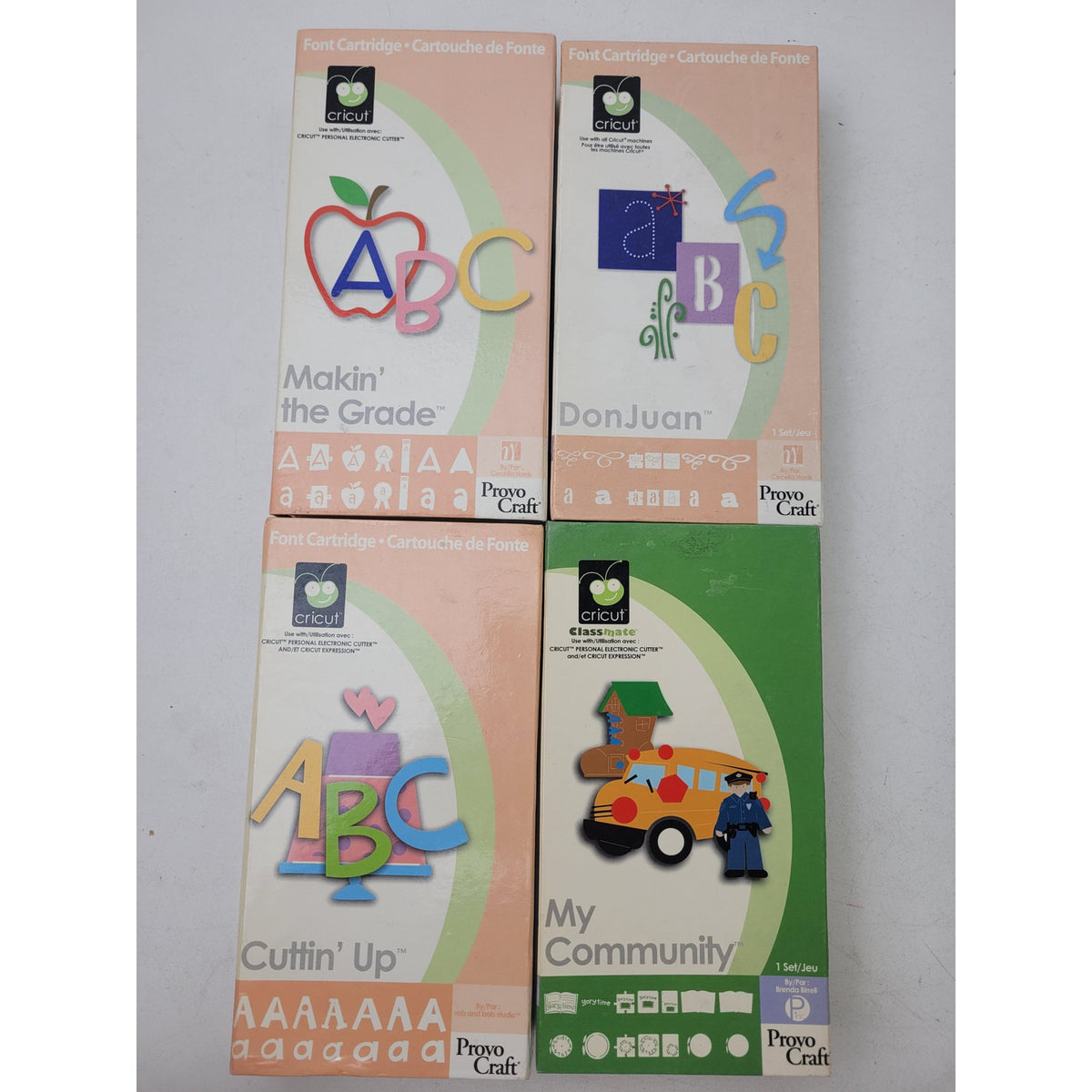 Cricut Cartridges in Storage Boxes Lot of 12