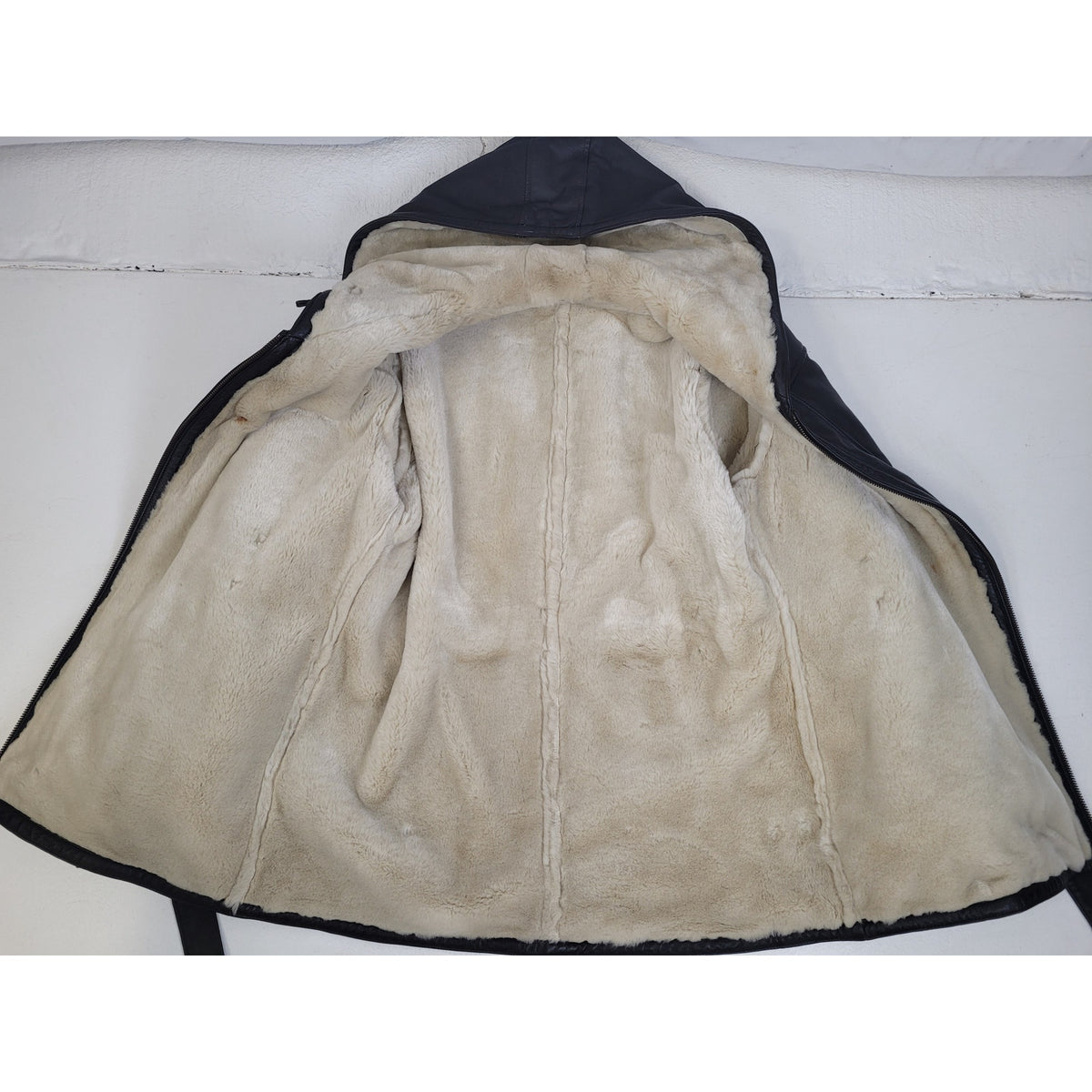Wilsons Leather Coat Genevieve Belted Jacket Faux Fur Hooded Women's Sz 1X