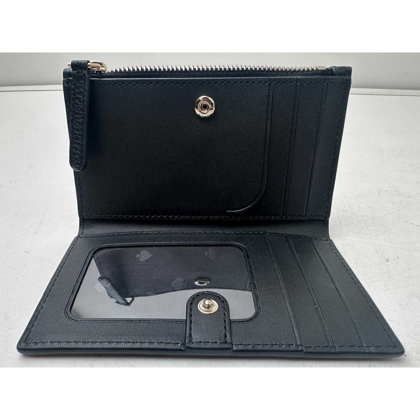 Kate Spade New York Leila Black Pebbled Leather Small Slim Bifold Wallet