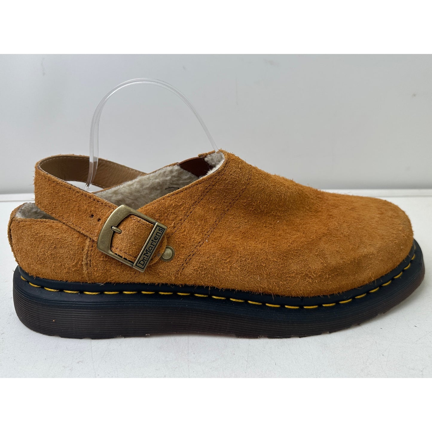 Dr. Martens Isham Faux Shearling Lined Pecan Suede Slingback Mules Men's Sz 12