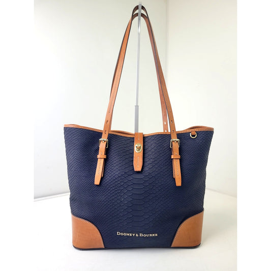 Dooney & Bourke Claremont Python Embossed Leather Tote Bag Navy & Brown