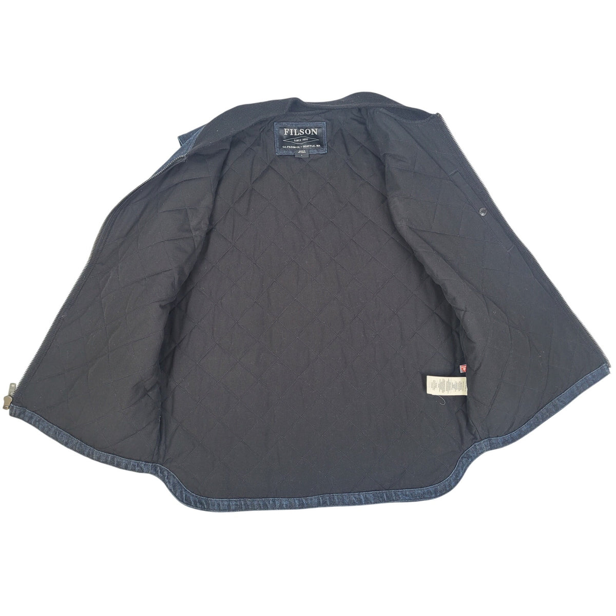 Filson Denim Insulated Work Vest in Raw Indigo Men's Sz L