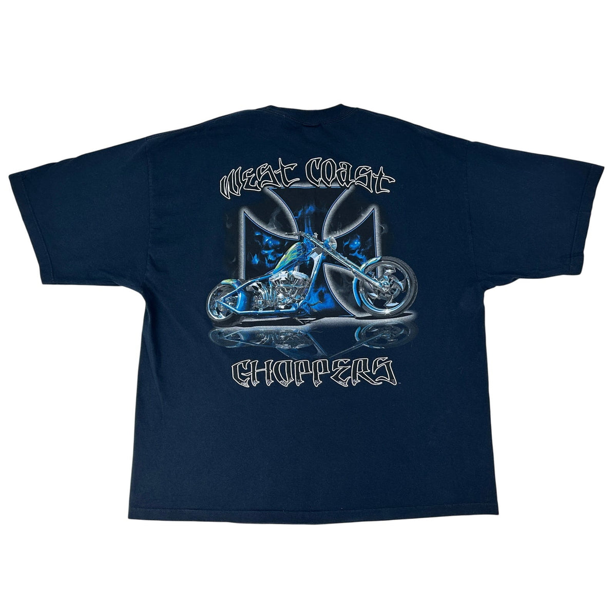 VTG West Coast Choppers Jesse Who? Blue Flame Motorcycle T-Shirt Men's Sz 3XL
